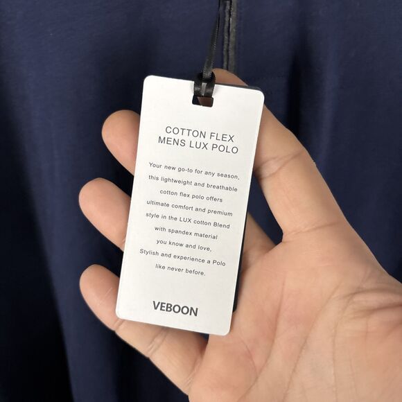 Veboon Mens Dynamic Flex Long Sleeve Cotton Flex Polo, Navy Blue, 3XL NWT - Picture 4 of 7